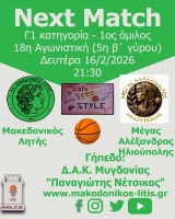 🏀 Μακεδονικός Λητής - Μέγας Αλέξανδρος Ηλιούπολης